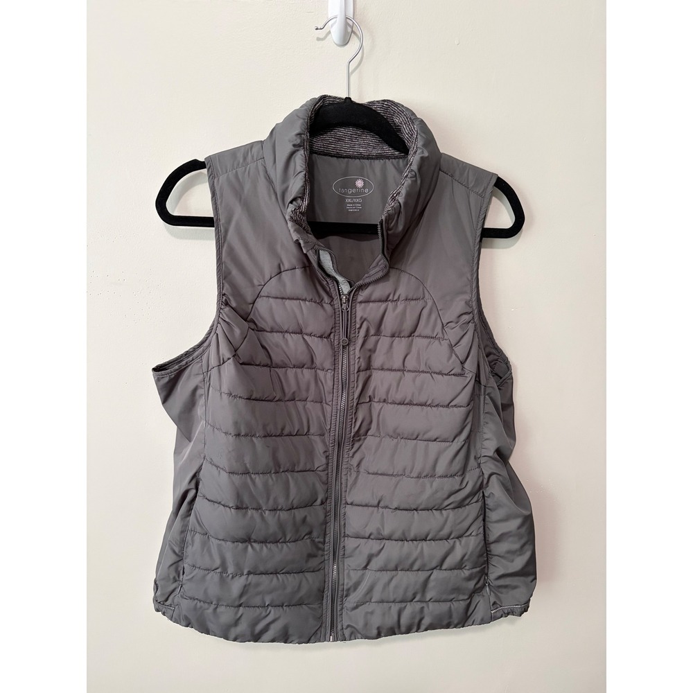 Tangerine Women XXL Grey Puffer Vest Quilted Full Zip Activewear FW9326C607